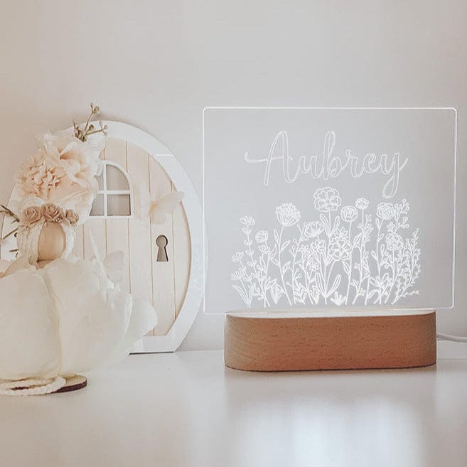 LED Wooden Night Light - Wildflowers